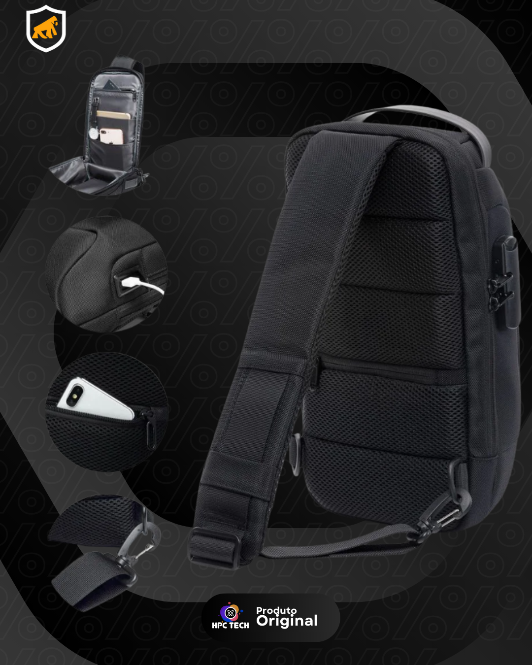 Mochila Transversal de ombro Locker - com antifurto - Gshield